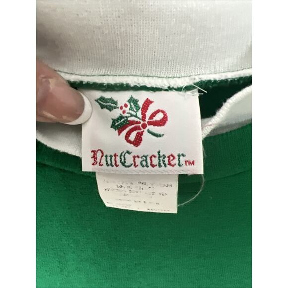 VTG Nutcracker Sweatshirt Sweater Sz XL Green Collared Knit Santa Claus 80s USA - Picture 3 of 8